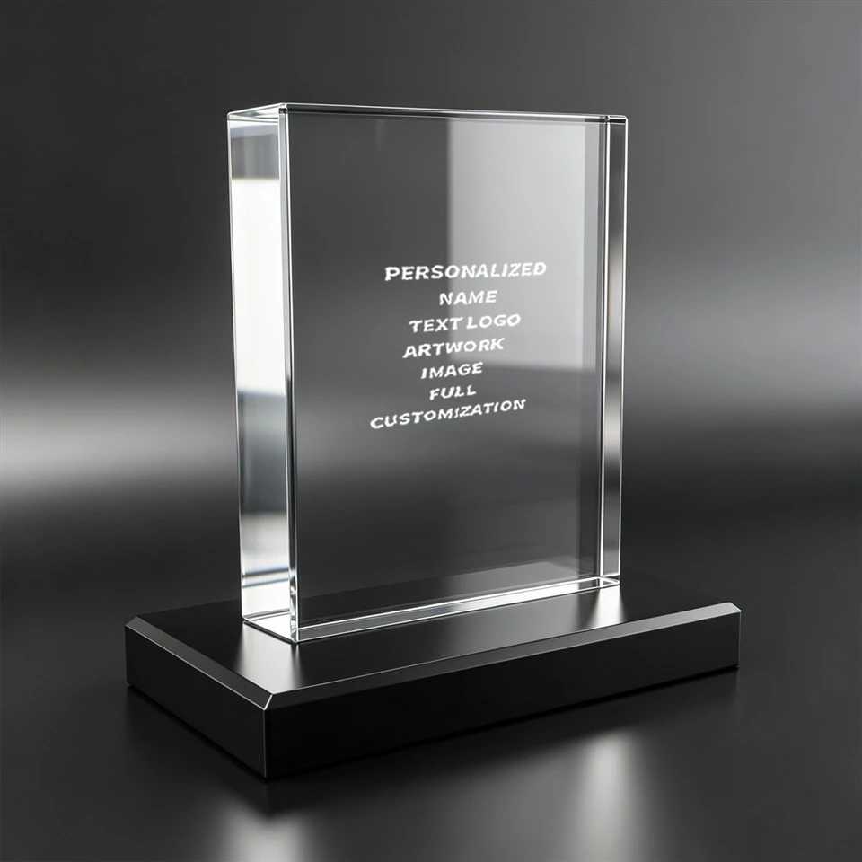 Vertical Rectangle Black Base Crystal Trophy factory