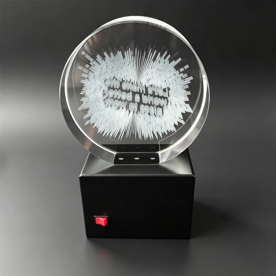 Round Ring Black Light Base Crystal Plaque high quality